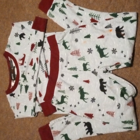 MERRY LANE THERMAL PJS GREY WITH RED TRIM SIZE 5 - Picture 4 of 5